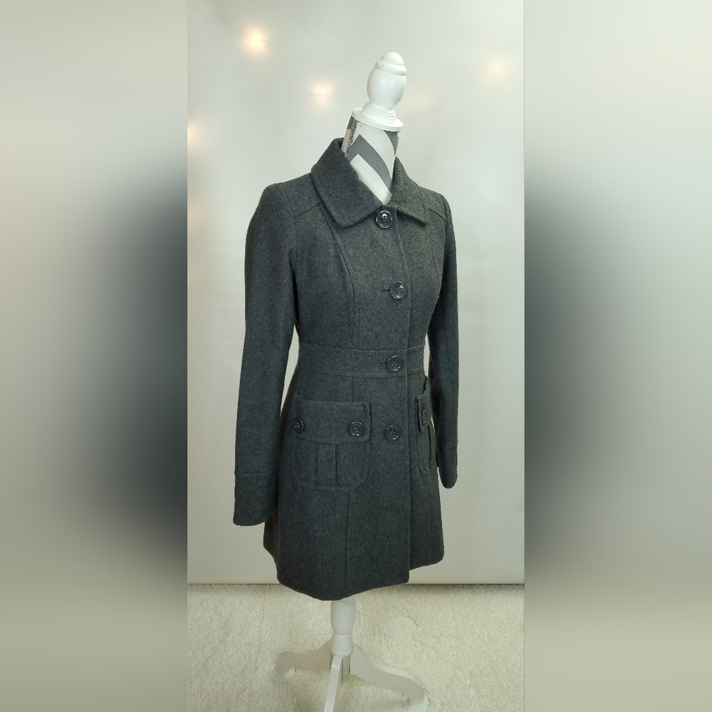 Tulle grey lined wool blend peacoat - size XS